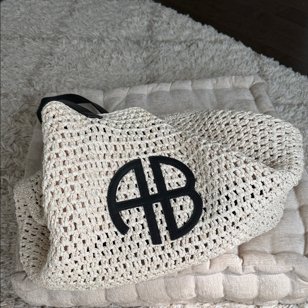Anine Bing Crochet Tote in Cream - Picture 8 of 12